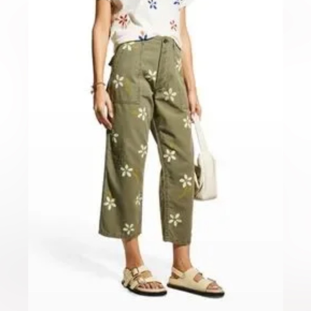The Great Ranger Army Pant in Green Western Floral Embroidery size 29